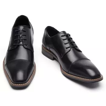 Foxsense Dress Premium Размер Мужская обувь, Прямой носок, Броги, Легкая, Водонепроницаемая, Кожаная, Формальная, Черная, 26.5см (TN92-01)