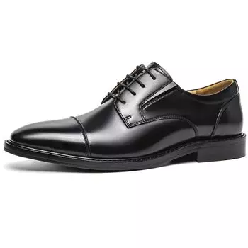 Foxsense Leather Business Dress Premium Genuine Lightweight and Size Men s Shoes, Straight-Tip, Leather, Wingtip, Waterproof, Formal, Black, 27.5cm, чёрный