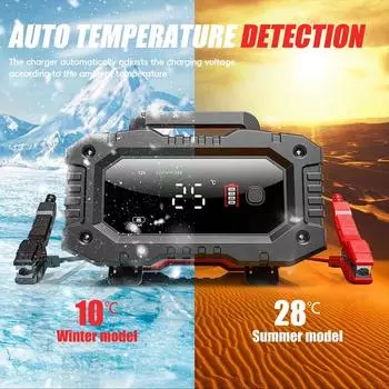 FOXSUR 20A/10A Автомобильное зарядное устройство для мотоцикла 12 В/24 В Интеллектуальное зарядное устройство для литиевых AGM гелевых свинцово-кислотных LiFePO4 аккумуляторов Зарядные устройства1 комплект