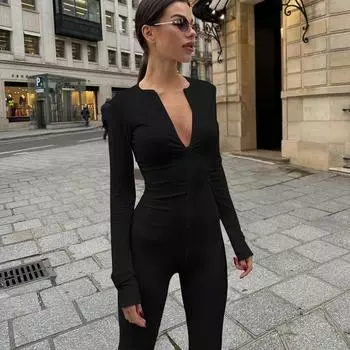 FQLWL сексуальное боди из молочного шелка M чёрный