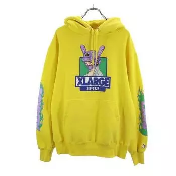 FR2 Очень большой принт Толстовки с длинным рукавом L X-LARGE Флисовая подкладка Мужские Б/у