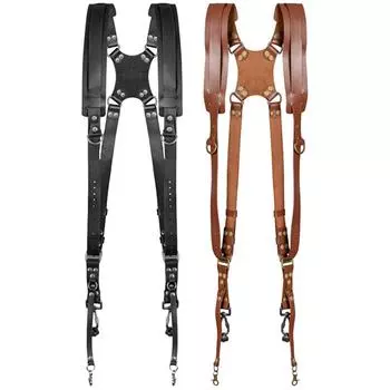 fr Плечевой ремень для камеры Регулируемый плечевой ремень для двух камер Аксессуары для камеры чёрный