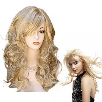 fr Женские светлые вьющиеся парики, регулируемые длинные вьющиеся светлые парики для повседневной вечеринки Cosp A