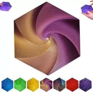 Fractal Fidget Hexagon, 3D-печатная красочная игрушка Fidget Fractal Hexagon, забавная шестиугольная деформация, снятие стресса, карманная игрушка Fidget синий
