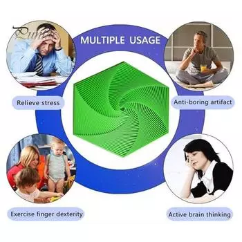 Fractal Fidget Hexagon 3D Printed Anxiness stress Treatment Kids Pocket Size Travel Adults Hexagon Sensory Toy Mindful Meditation Tool жёлтый/зелёный