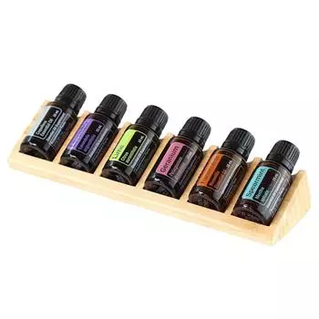 Fragrance Oil Display Rack 6 Slots Wooden Oil Storage Shelf Oil Holder Desktop Display Rack For Aromatherapy Bottle Storage