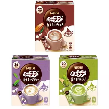 Fragrant 3 Types Stick Variety Assortment 68 Individually Wrapped Nestl (Milk Cocoa/Milk Tea/Matcha Latte), Cups, Stick,