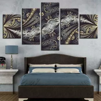 Фрактальные цветы линии 5 шт. настенное искусство печать на холсте HD печать плакаты картины маслом гостиная домашний декор фотографии 20x35 20x45 20x55cm