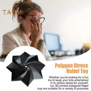 Фрактальный фиджет восьмиугольник 3D-печатный для снятия тревожности и стресса для детей и взрослых карманный размер для путешествий красочный восьмиугольный сенсорный инструмент для осознанной медитации Red