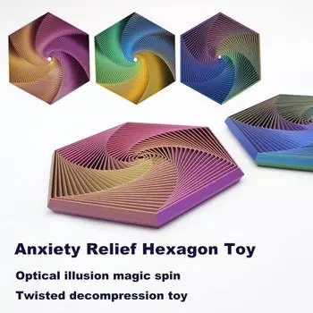 Фрактальный Непоседа Шестиугольник 3D Печатный Тревога Снятие Стресса Дети Карманный Размер Путешествия Взрослые Цветной Шестиугольник синий