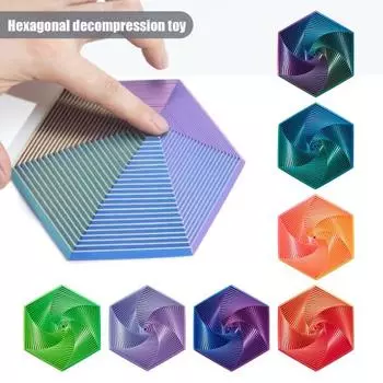 Фрактальный Непоседа Шестиугольник Геометрический Дизайн Визуальная Иллюзия Игрушка для пальцев Портативный Снятие Тревоги Сенсорный оранжевый
