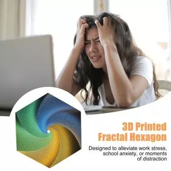 Фрактальный шестиугольник, 3D-печатный, для снятия тревожности и стресса, для детей, карманного размера, для путешествий, для взрослых, цветной шестиугольник, сенсорная игрушка, инструмент для осознанной медитации жёлтый