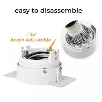 Frameless Recessed LED Ceiling Downlight Adjustable Mount Frame Socket GU10/MR16/MR11 Bulb Holder Spot Lighting Fitting Fixture GU10