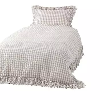 Francfranc Franc Ruffle Check Duvet Cover Semi Double White x Beige
