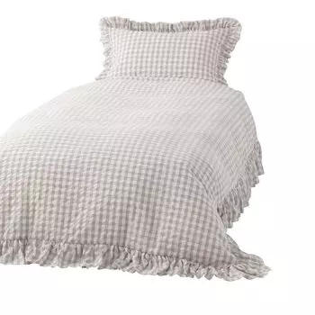 Francfranc Frill Check Duvet Cover Single White x Beige