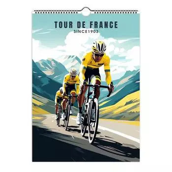 Франция Календарь Украшение дома Бумажный календарь Велосипедные энтузиасты One Size