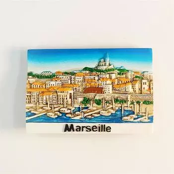 Франция Мерседес Марсель Старый порт 3D Стереоскопические Туризм Сувениры Смола живопись Декорация дом Магниты на холодильник
