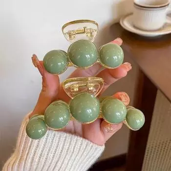 Французская акриловая заколка-акула с жемчужинами - Большая и маленькая заколка для затылка, Модный аксессуар для волос