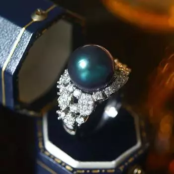 Французская элегантность темперамент жемчужное кольцо женское открытие суда знаменитость указательный палец кольцо ювелирные изделия темперамент adjustable opening белого золота