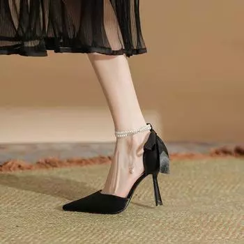 Французская бар-мицва 24 новые туфли на высоком каблуке женские однотонные туфли с пряжкой из одного слова полые шпильки с юбкой темпераментные туфли подружки невесты сандалии 34