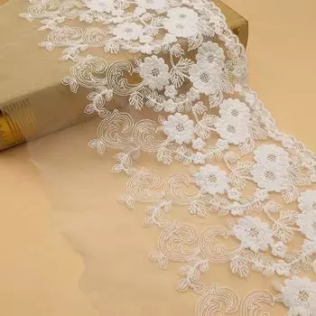 Французская белая сетка трехмерная вышивка цветок кружево ткань DIY свадебное платье нижнее белье пижамы швейный материал украшение 1 yard белый