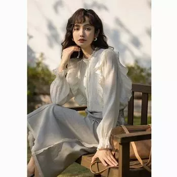 Французская блузка Mishow для женщин, милое весеннее кружево, съедобный древесный гриб, сращенный макет, смешанный комплект из двух предметов, винтажная элегантная короткая женская одежда MXB45X0385