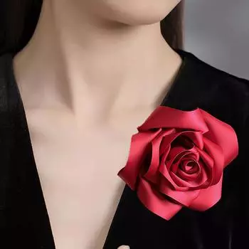 Французская большая роза брошь женственная ручная работа тканевая брошь премиум дизайн булавка костюм платье аксессуары