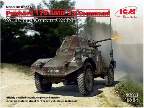 Французская бронированная командирская машина ICM Panhard 35375 Пластиковая модель 1/35 AMD-35 (178)