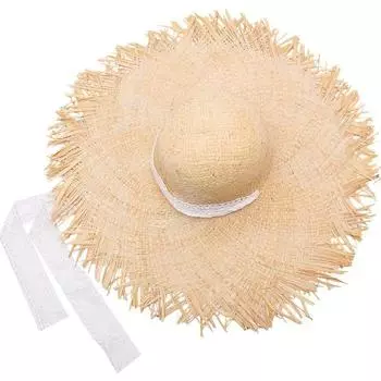 Французская дамская шляпа из рафии со шнуровкой и рубленым краем с широкими полями для романтического отпуска на берегу моря, козырек знаменитости из Интернета adjustable
