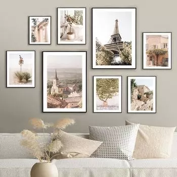 Французская деревня, белая пустыня, апельсиновое дерево, скандинавские постеры и принты, Париж, римская настенная живопись на холсте, украшение для гостиной 21X30cm No Frame