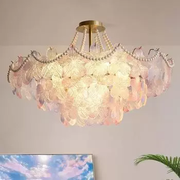 Французская хрустальная люстра, современная простая и атмосферная лампа для главной спальни, столовой 40cmdiameter-2-layer lamp