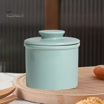 Французская керамическая банка для масла с герметичной крышкой, однотонный дизайн, прочная емкость для масла на кухне, многофункциональная банка для хранения орехов и джема чёрный