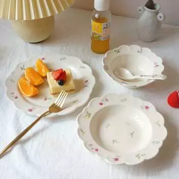 Французская керамическая тарелка Новая ретро-пастораль Amall Cuihua Чаша Салат Овсянка Десерт Свадебное украшение Корейская кухня