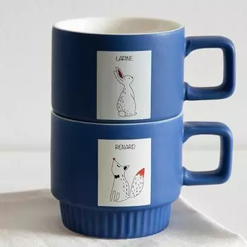 Французская кофейная чашка с животными Керамическая кружка Персонализированный подарок Чашки для эспрессо Чайная утварь Кафе Посуда для напитков Пиво Милые фарфоровые подарки Эстетика 320ml