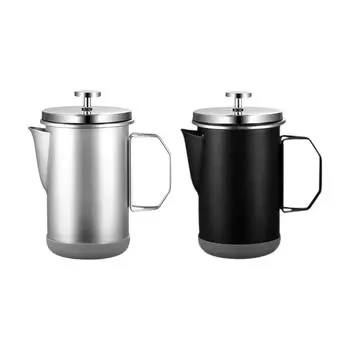Французская кофеварка 1000 мл большой емкости с фильтром без молотого кофе чайник эспрессо для дома путешествия офиса кемпинга кофе-бара серебряный
