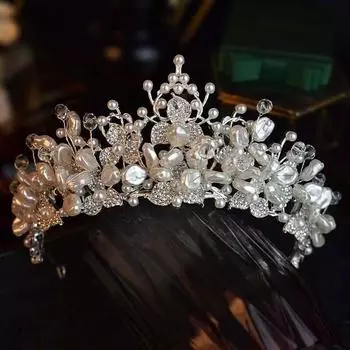 Французская корона головной убор невесты хрустальные бусины аксессуары для волос атмосферная свадебная корона принцессы свадебная студия укладки аксессуары