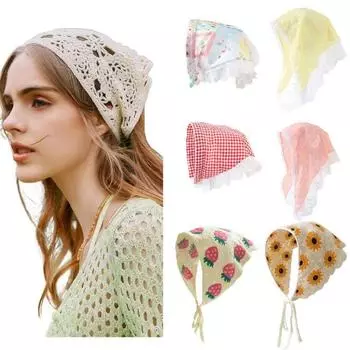 Французская кружевная лента для волос, шарф, галстук для волос, треугольная повязка на голову, аксессуары для волос, модный стиль, аксессуары для высоких чувств, треугольный шарф