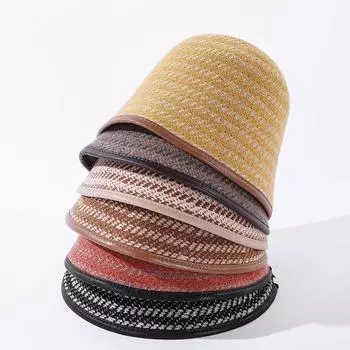 Французская легкая роскошная шерстяная вязаная панама женская зимняя качели с птицей сетчатая панама универсальная модная панама прилив M56-58cm чёрный