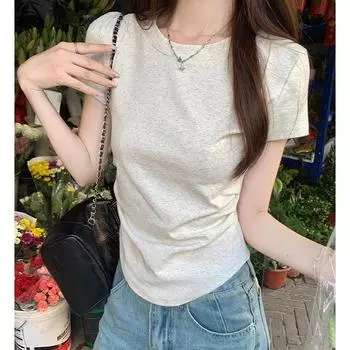 Французская летняя простая повседневная универсальная футболка с короткими рукавами из допамина, белая, с милой девушкой, лениво чувствующая S