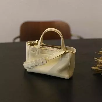 Французская мини-сумка-тоут, модная сумка из коровьей кожи первого слоя, женская сумка через плечо из натуральной кожи