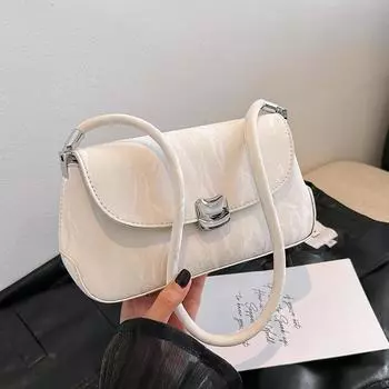 Французская минималистичная ретро сумка для подмышек для женщин, новинка 2024 года, стильная однотонная сумка для подмышек на одно плечо, модная маленькая квадратная сумка