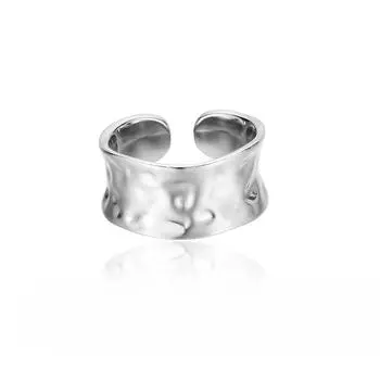 Французская мода 925 стерлингового серебра Волна выпуклое кольцо женское нерегулярное широкое лицо парное кольцо Холодный ветер серебряное кольцо Adjustable opening