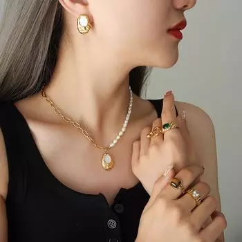Французская мода, элегантная личность, темперамент, эмаль, капающая масляная, необычная форма, нестандартный кулон, ожерелье, браслет, женский комплект ювелирных изделий