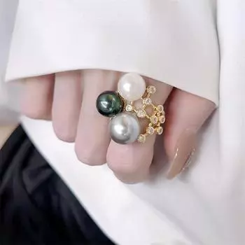 Французская мода барокко ретро жемчужное кольцо женское нишевое дизайн легкое роскошное высококлассное темпераментное кольцо на указательный палец Opening adjustable золотой