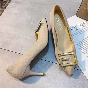 Французская мода черные замшевые сексуальные женские туфли с острыми шпильками на высоком каблуке профессиональные одинарные туфли 34