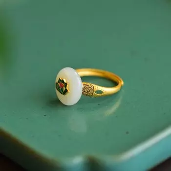 Французская мода Элегантный Для Девочки Регулируемый Украшения Для Вечеринки Старинное Кольцо Китайский Стиль Кольцо Лотос золотой