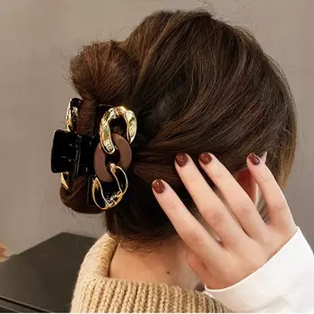 Французская мода металлическая цепочка сетка красная акриловая девушка волосы краб заколка для волос головной убор волосы коготь чёрный