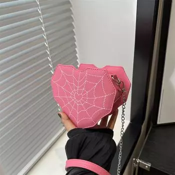 Французская мода, новая творческая личность, крутой пряный стиль, паутина, женская сумка, глянцевая, цепочка на плечо, сумка-мессенджер чёрный