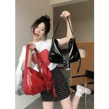 Французская мода ретро простая сумка через плечо подмышкой крутая сумка для мотоцикла пригородная текстура сумка через плечо женская