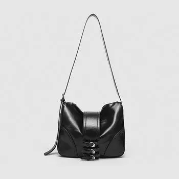 Французская мода ретро простая сумка на одно плечо подмышкой крутая сумка для мотоцикла пригородная текстура сумка через плечо женская